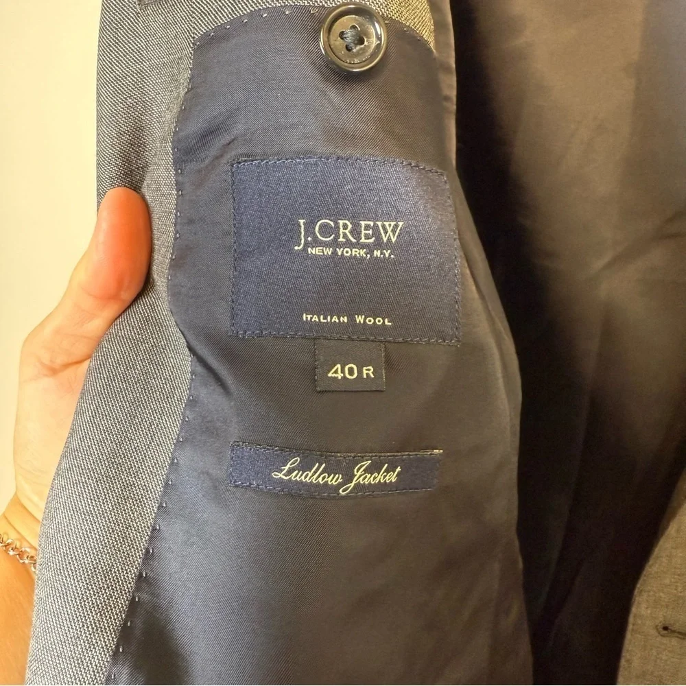 J.Crew Ludlow Tollegno 1900 Dark Gray Italian‎ Wool Suit Jacket Size 40R NWT